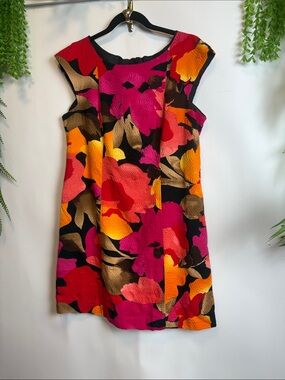 Robbie Bee Floral Mini Dress in Pink, Orange & Black